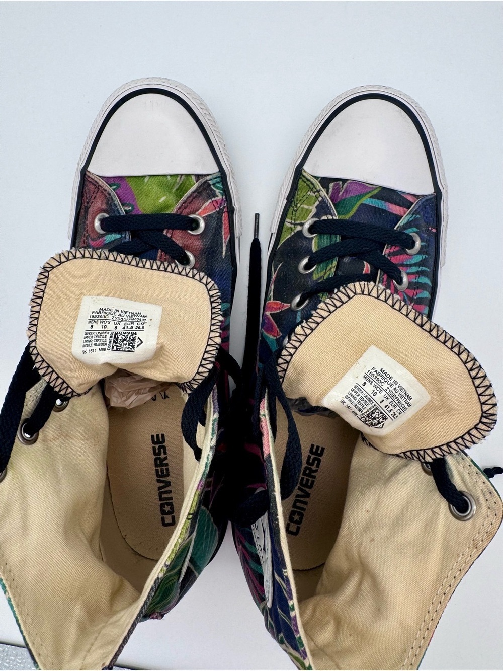 Converse Chuck Taylor High Top Tropical Floral Palm Sneakers Mens 8 Womens 10 - Picture 10 of 11